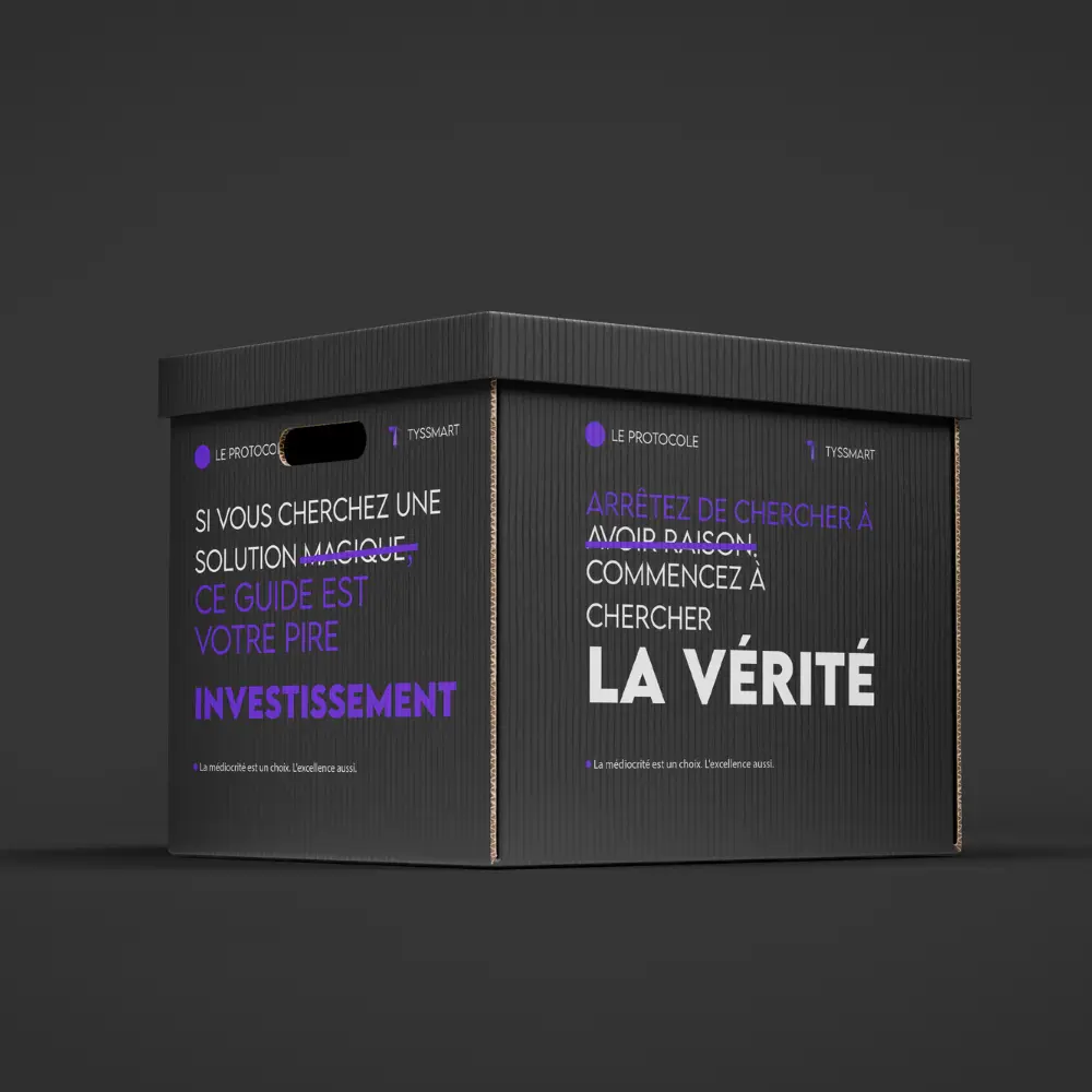 Le colis "Protocole Anti-Médiocrité" prêt à être déballé. Découvrez les stratégies fondamentales pour refondre votre marketing digital et bâtir une croissance durable.