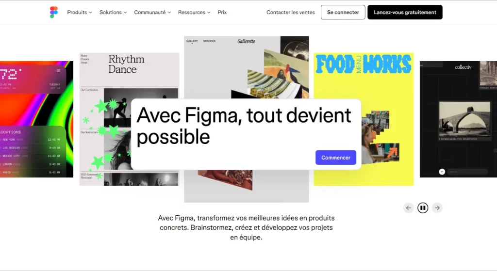 Figma : Capture d'écran de la landing page de Figma, qui met en avant la collaboration comme argument de conversion principal.